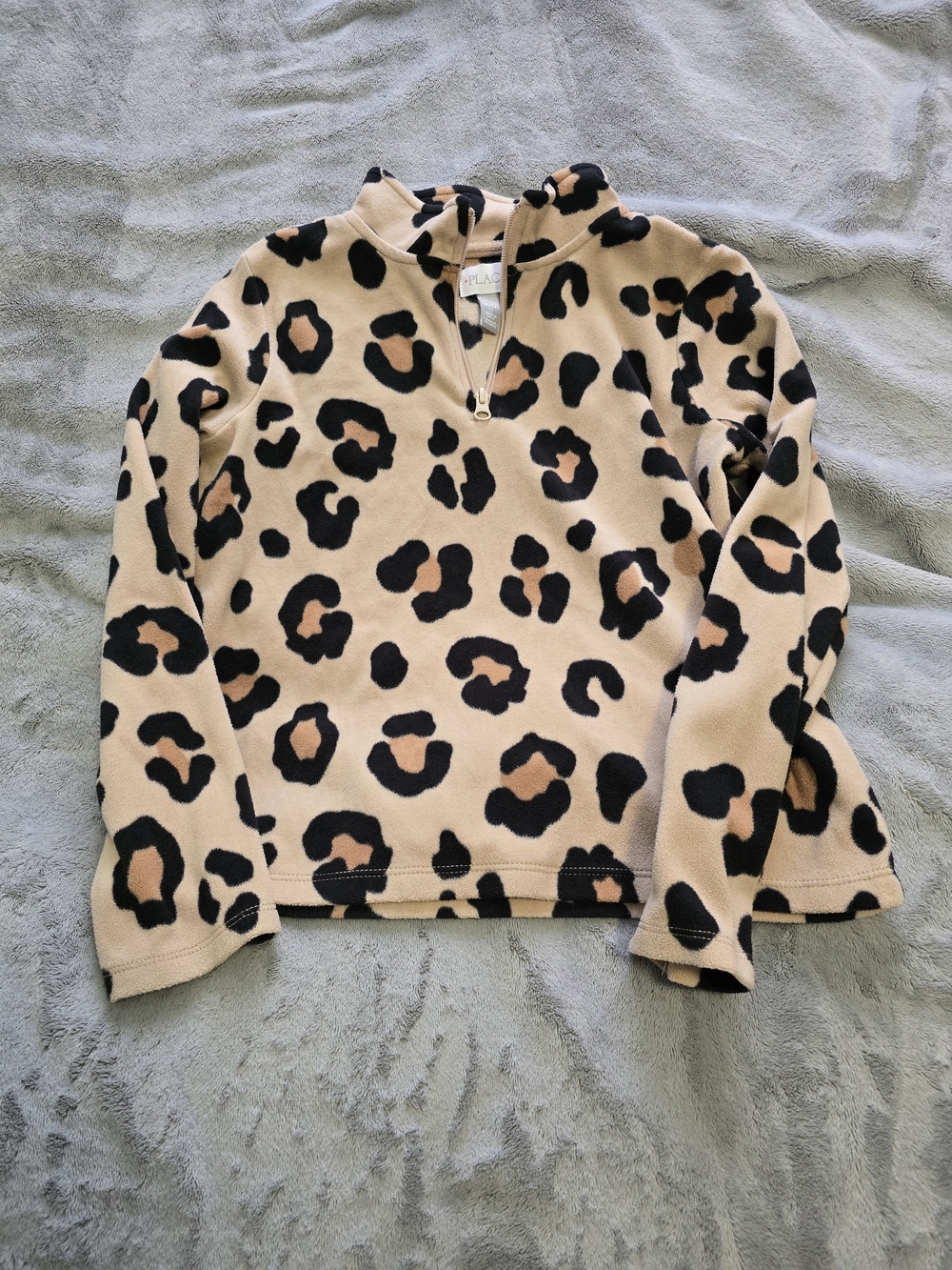 Place Leopard-Print Quarter Zip Fleece - Tan & Black